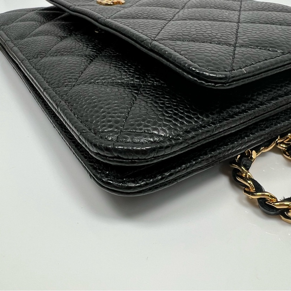 Chanel Black Quilted Caviar Classic Wallet On Chain - Picture 8 of 12